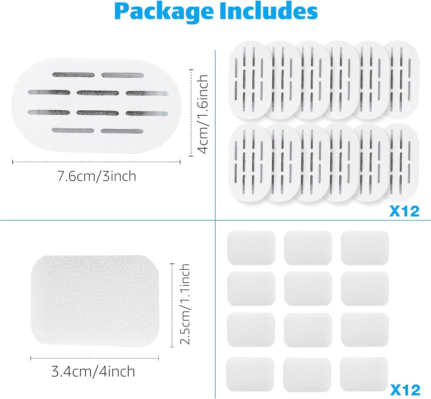 Cearmic Cat Water Fountain with 12 Packs Cat Water Fountain Filters