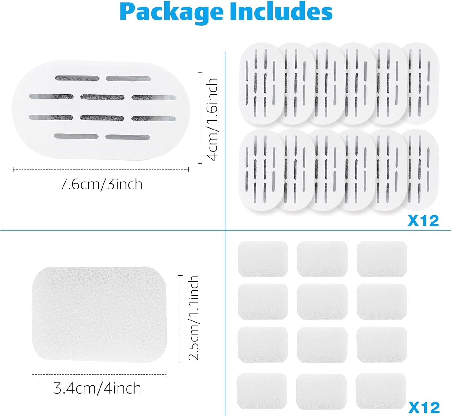 Cearmic Cat Water Fountain with 12 Packs Cat Water Fountain Filters